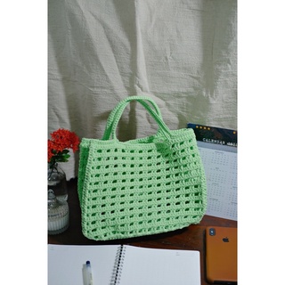 กระเป๋าถักมือโครเชต์{{Color}}Baby Green-สีเขียวอ่อน