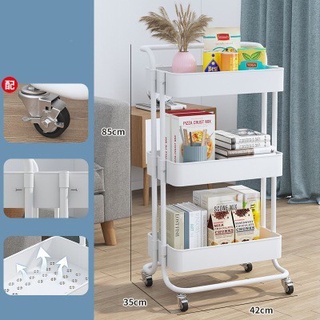 ชั้นวางของ 3 ชั้น พร้อมล้อเลื่อน+ที่จับ รถเข็น รุ่น Rolling Cart Shelf-27Jun-J1