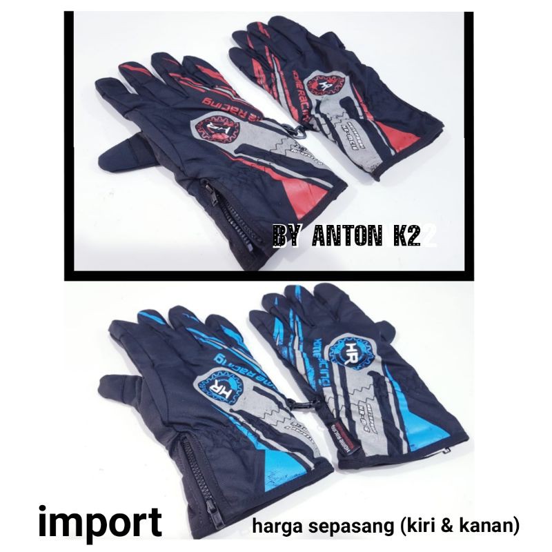 HOME RACING HR นําเข้าเต็ม/FUL FINGER ถุงมือยาว ZIPPER ทั้งหมดขนาดผู้ใหญ่ผู้ชายผู้หญิงกีฬา