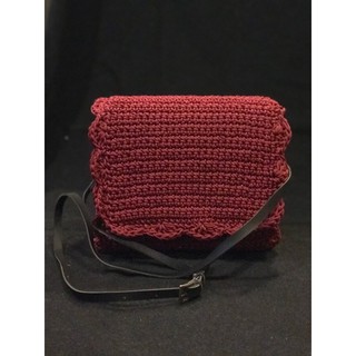 กระเป๋าสะพายข้าง กระเป๋าถัก เชือกร่ม crochet bag handmade