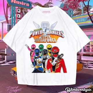 [S-5XL]เสื้อยืด พิมพ์ลาย Power RANGERS SUPER MEGA FORCE VINTAGE