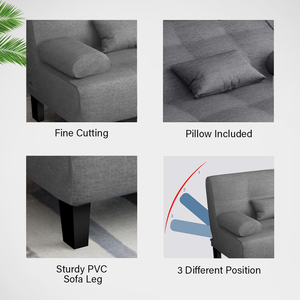 *เก็บปลายทาง* MYHOME DESIGN: โซฟา โซฟาปรับนอน โซฟาผ้าแคนวาสฟรีหมอน (Ozzie 3/4 Seater Sofa with Pillow Sofa Bed Foldable