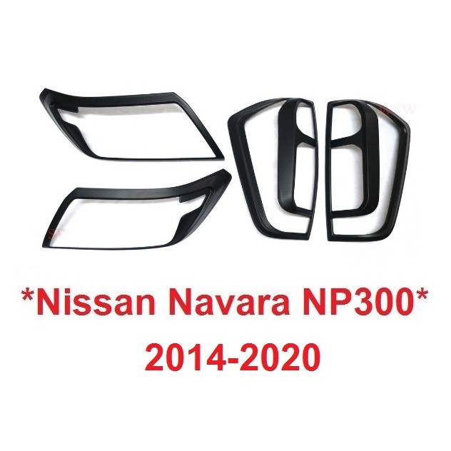 (1ชุด) ครอบไฟหน้า ครอบไฟท้าย NISSAN NAVARA NP300 2013-2019 สีดำด้าน นิสสัน นาวาร่า ไฟหน้า ฝาครอบหน้า