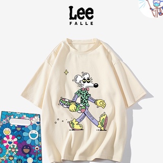 [S-5XL]เสื้อยืดแขนสั้นลําลอง ผ้าฝ้าย พิมพ์ลายการ์ตูน LEEfalle Fun สําหรับคู่รัก