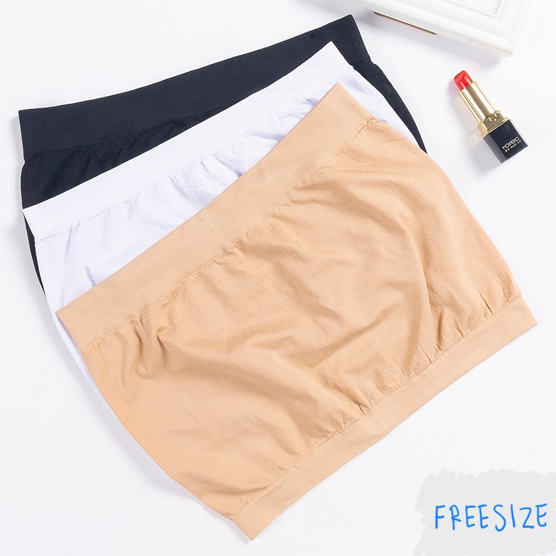 Anny 075 เสื้อเกาะอกผ้ายืด แบบสั้นปานกลาง ครึ่งตัว ฟรีไซส์ รอบอก22- 40นิ้ว สาวอวบใส่ได้