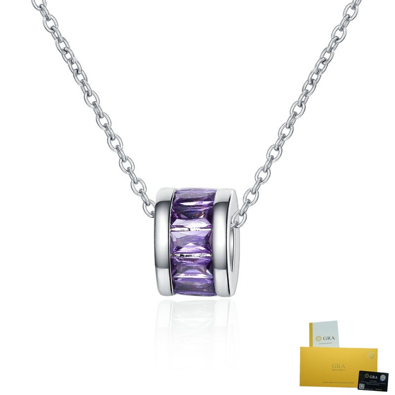 สร้อยคอเพชร Moissanite Pt950 แบบ Clavicle Chain กับลูกปัดจี้