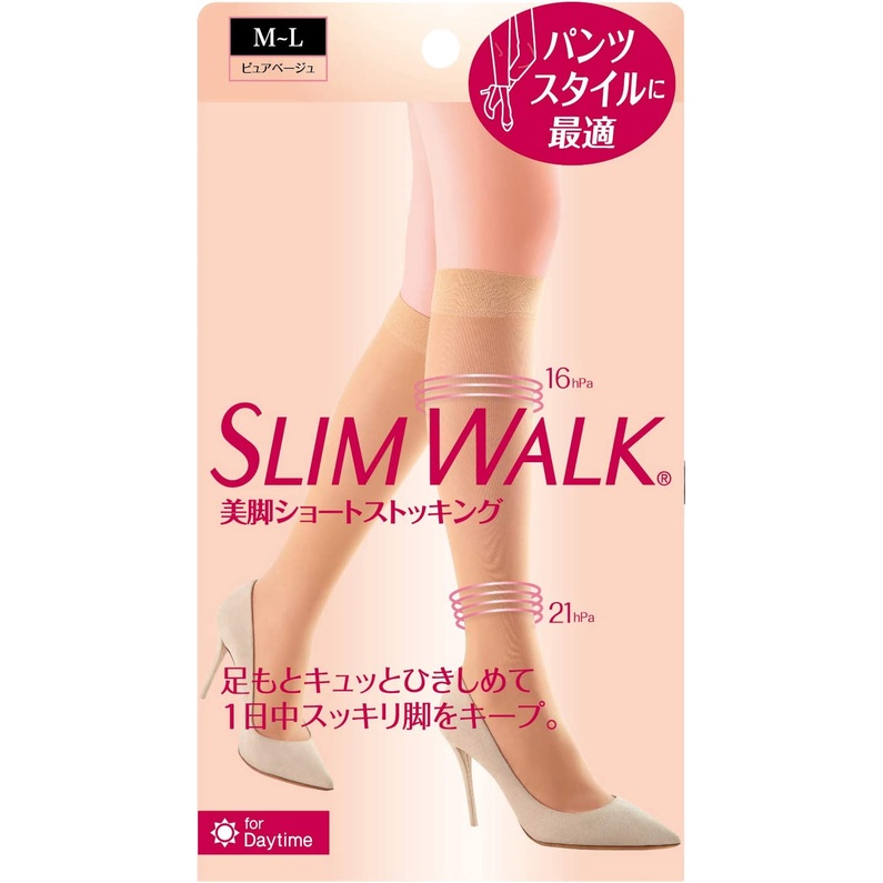 Direct from Japan Compression Stockings Slim Walk Bikikyaku Short Stockings M-L Pure Beige Compressi