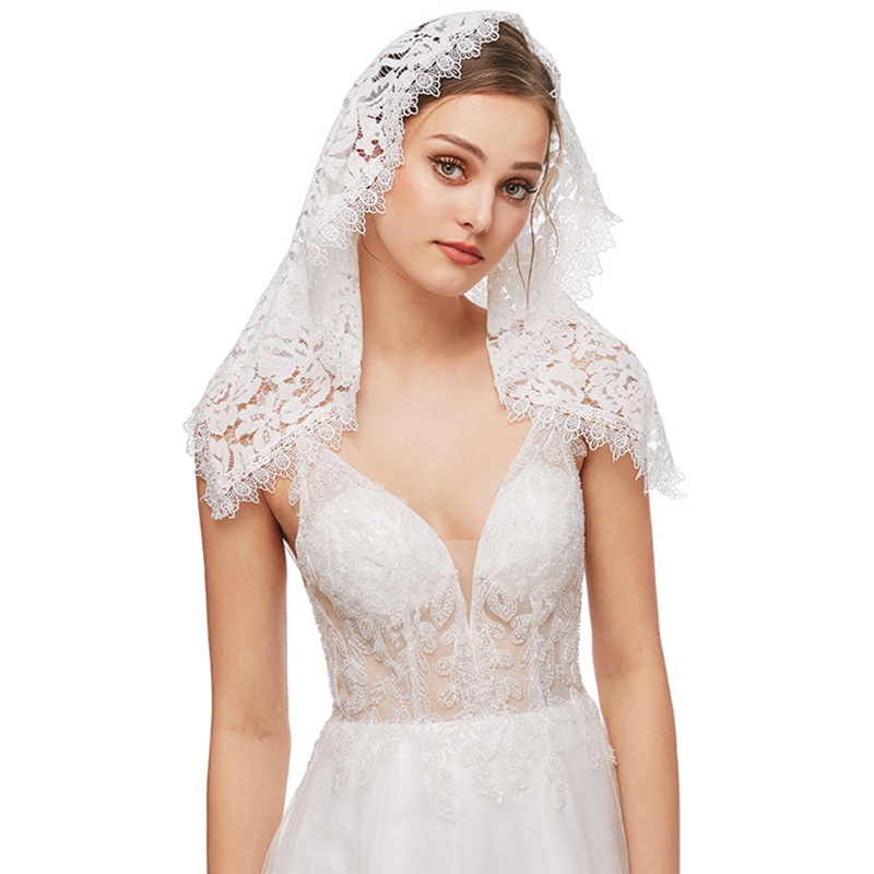 KIN Lace Mantilla ผ้าพันคอสั้น Church Veil Latin Mass Veil สําหรับผ้าคลุมศีรษะสําหรับผู้หญิง