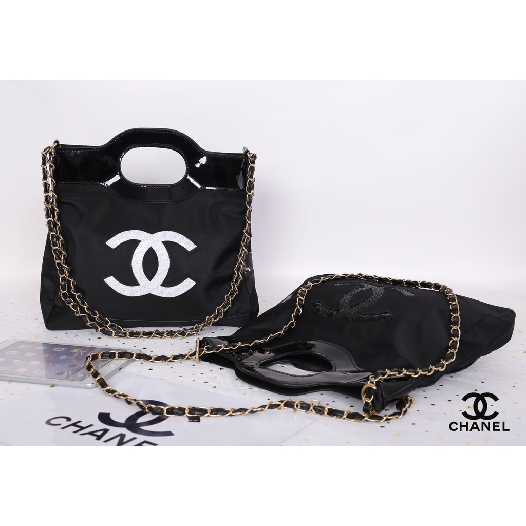 Chanel nylon sequin logo handbag/shoulder bag vip gift [Premium gift]