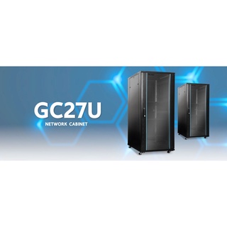 ตู้ Rack CCTV Network Cabinet GC27U (60cm) Black สีดำ [พร้อมถาด1ใบ พัดลม1ชุด ในตัว] GLINK