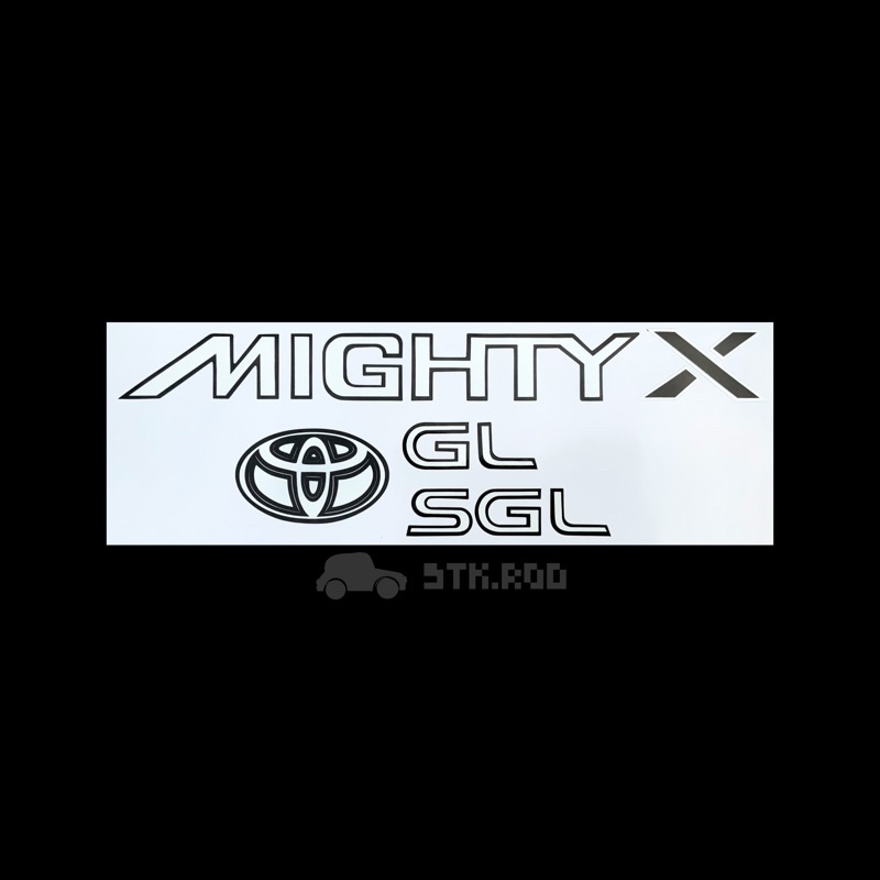 สติ๊กเกอร์ MIGHTY X ติดข้างกระบะ ปี 1996 รุ่นฝาท้ายเปิดกลาง สีเทา โตโยต้า ไมตี้เอ็กซ์ TOYOTA STICKER ขายเป็นชุด