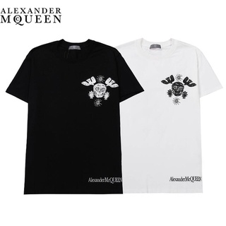 เสื้อยืดแขนสั้น ผ้าฝ้าย ปักลาย McQueen แฟชั่นสําหรับผู้ชาย และผู้หญิง