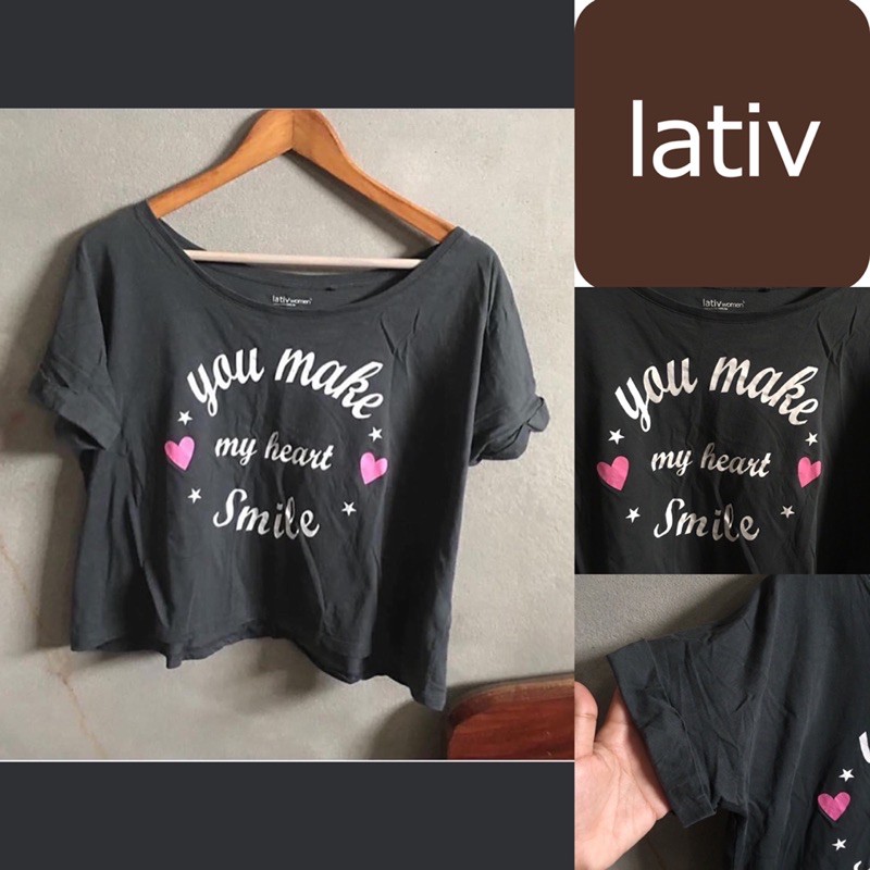 เสื้อยืด สีเทาเข้ม lativ