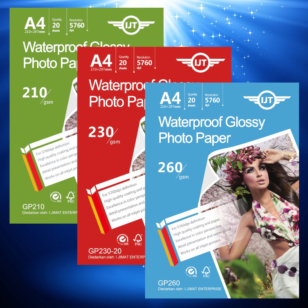 IJT GP135 GP160 GP180 GP210 GP230 GP260 กระดาษอิงค์เจ็ท Glossy Photo 135 160gsm 180gsm 210gsm 230gsm