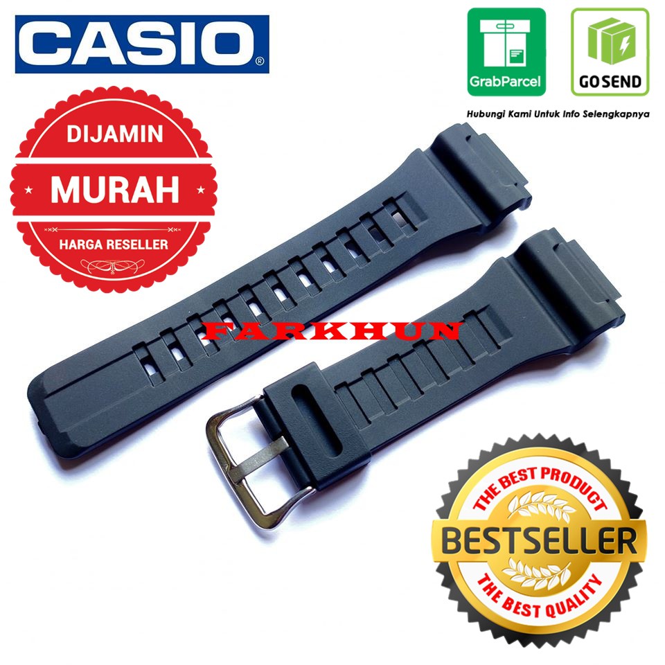 CASIO W-735 W-736 H RUBBER STRAP W735H W736H W 735H 736H 735 736 สีดํา