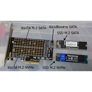 SSD M2 NVMe และ M2 SATA to PCi การ์ดแปลง ใส่ M2 ได้ 2 ตัว ใส่ในช่อง PCI Express เร็วแรง 40GB per Sec