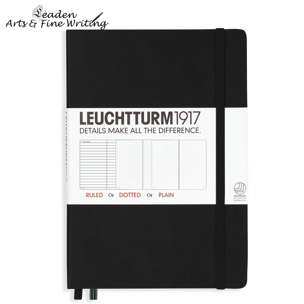 Leaden-AF Leuchtturm1917 Black Medium (A5) สมุดปกแข็งหน้าธรรมดา Ruled Or Dotted