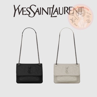 Shopee ลดราคา 🔥 ของแท้ 100% 🎁 Yves Saint Laurent Brand New NIKI Mini Crinkled Vintage Leather Handbag