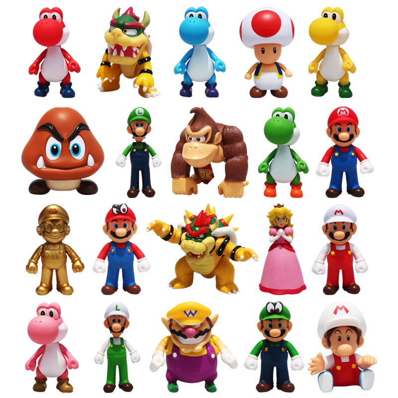 51 สไตล์เกม Super Mario Odyssey รูป Mario Luigi Bowser Yoshi Wario คางคกพีช Goomba Donkey Kong รุ่น Q PVC ตัวเลขการกระทําตุ๊กตาของเล่น