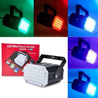 ไฟดิสโก้ LED Mini Room Strobe ขนาด 12W 24 RGB LED Sound Activate ให้แสงสีเปลี่ยนสีได้ตามเสียงเพลง  สี