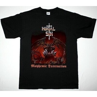 ถูกสุดๆเสื้อยืด ผ้าฝ้าย พิมพ์ลาย deadly MAYHEMIC Destruction THRASH METAL EVILDEAD TOXIK สีดํารหัสเต็ม