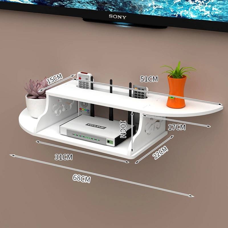 TV Top Shelves Router Rack Under Floating TV Shelf, Wall Mount WiFi