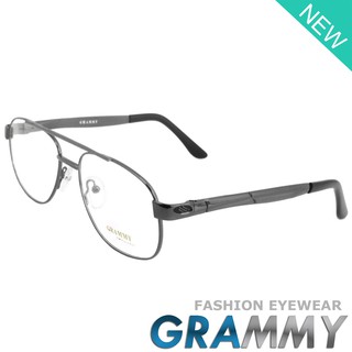 Grammy แว่นตา รุ่น สีเทา กรอบเต็ม ขาสปริง วัสดุ สแตนเลส สตีล (สำหรับตัดเลนส์) Eyewear Top Glasses Frame