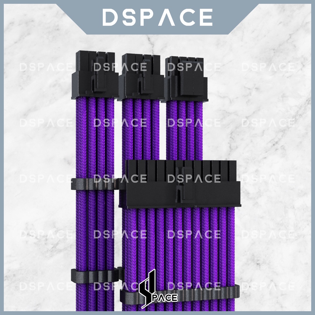 DSPACE MESH-X PSU Violet Premium Sleeve Braided Extension สายแบบกําหนดเองสําหรับเมนบอร์ดพีซี