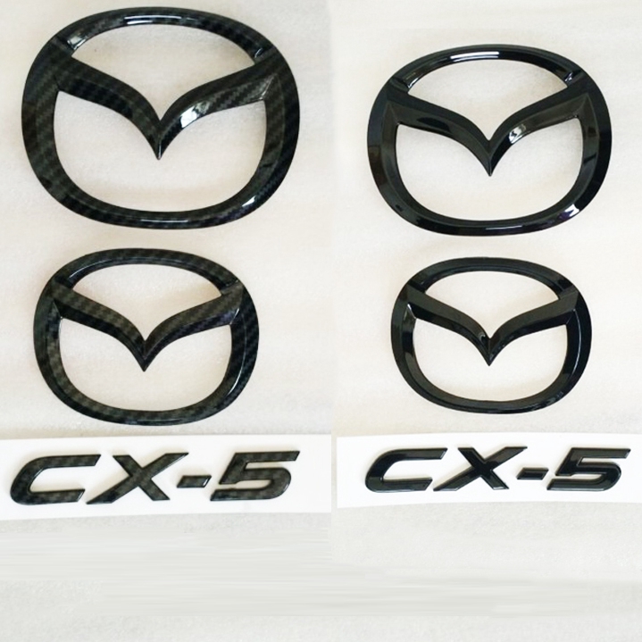 2013-2019 Mazda CX5 โลโก้กระจังหน้า ไฟโลโก้ คาร์บอนไฟเบอร์ สีดํา สําหรับติดรถยนต์
