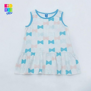 KiddeeCrew เสื้อกล้ามกระโปรงเด็กสีขาวโบว์ฟ้า White bow Tunic Top เหมาะสำหรับอายุ 1-8 ปี