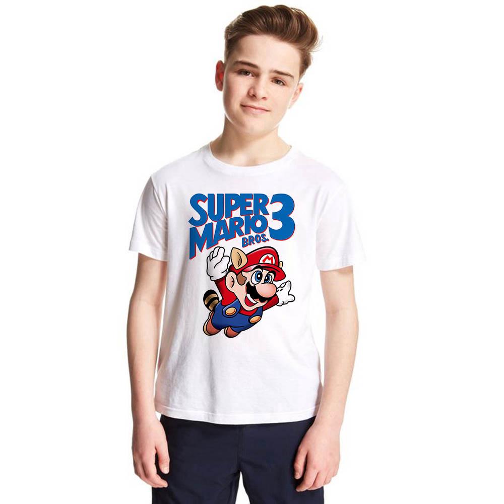 เสื้อยืดผ้าฝ้ายแขนสั้นพิมพ์ลาย super mario game boys แฟชั่นเด็ก