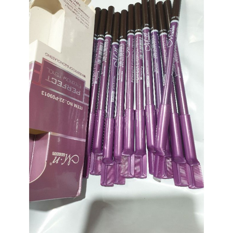 12แท่งดินสอเขียนคิ้วสีน้ำตาลเนื้อดินน้ำมันพร้อมแแรงปัดตรงปลอก บรรจุ12แท่ง