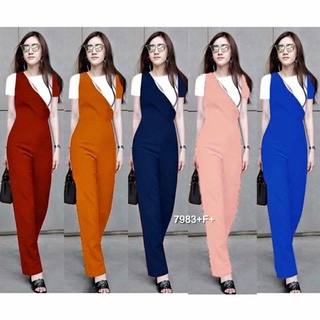 Jumpsuit ชุดจั้มสูทแขนสั้นขายาว แต่งด้านบนเป็นโทน 2 สี