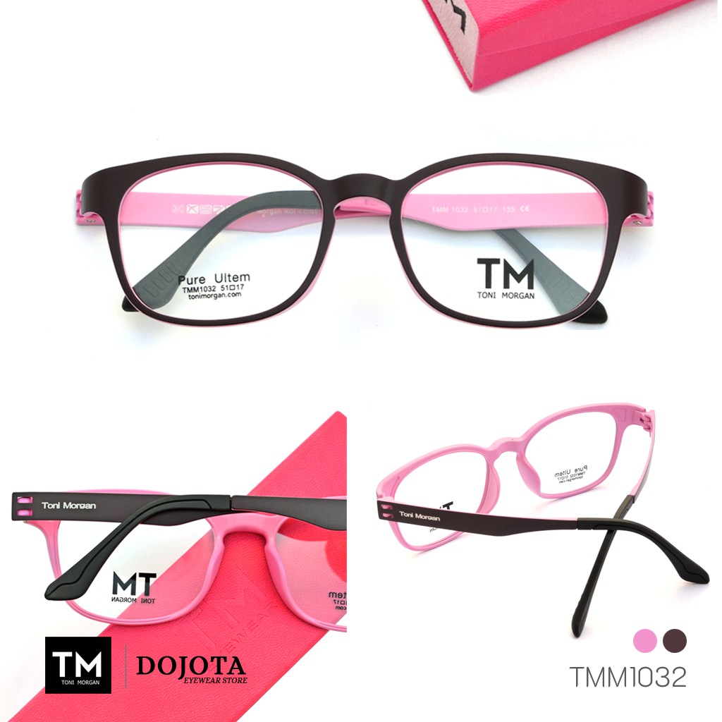 กรอบแว่นทรงเหลี่ยม Toni Morgan รุ่น TMM 1032 สีชมพู / ม่วงเข้ม น้ำหนักเบา Made in Korea