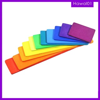11 Packs Wooden Rainbow Building Blocks Boards Montessori Preschool Toys