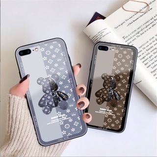 เคสกระจก ลายการ์ตูนหมี สําหรับ Samsung Galaxy A5 A6 A7 A8 A8S A9 A9S Star Pro Plus 2018