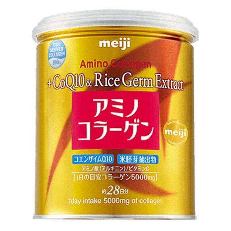 ของแท้/ฉลากไทย Meiji Amino Collagen CoQ10 &amp; Rice Germ Extract 200g.