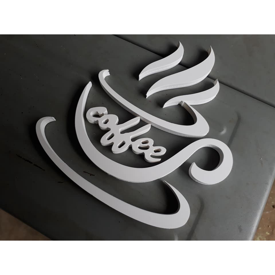 ป้ายรูปถ้วยกาแฟ พลาสวูดสีขาว หนา 10 mm. สำหรับตกแต่งร้านกาแฟ - รูปที่ 2