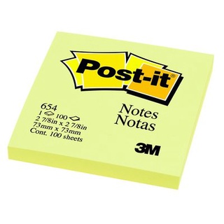 กระดาษโน้ต Post-it 3M No.654 (3x3นิ้ว)กระดาษโน้ตมีกาวในตัว 3*3นิ้ว 654 100แผ่