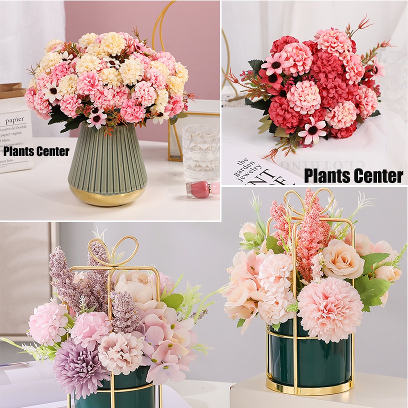 Plants Center P012 ช่อดอกไม้วินเทจ มินิ FLOWER  ไฮเดรนเยีย ดอกไม้ประดิษฐ์ เสมือนจริง ตกแต่งบ้าน