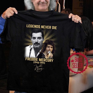 เสื้อยืดคอกลมLegends Never Die Freddie Mercury 1946-1991 เสื้อเชิ้ต คอกลม ผ้าฝ้าย สําหรับผู้ชาย ผู้หญิงผ้าฝ้ายแท้