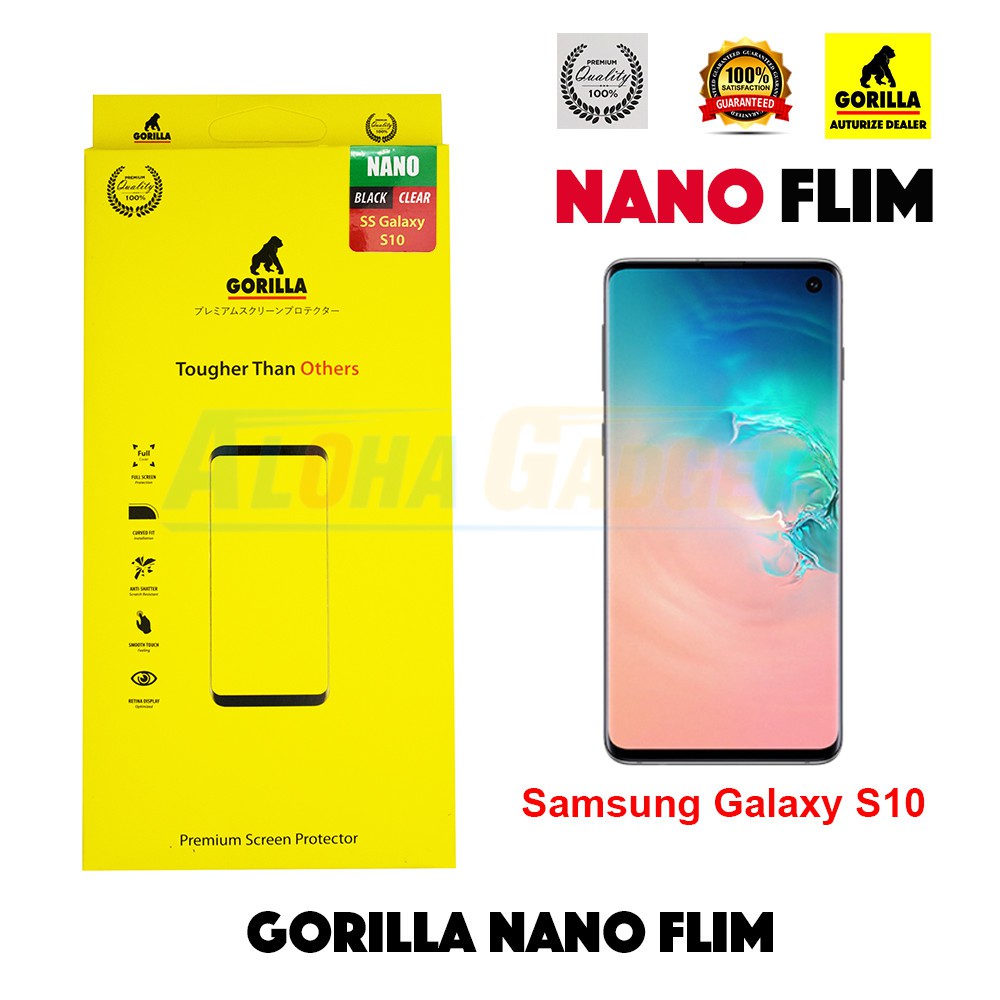 Samsung Galaxy S10 ฟิล์มเต็มหน้าจอ NANO ยี่ห้อ GORILLA