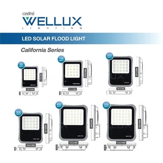 WELLUX โคมไฟฟลัดไลท์พลังงานแสงอาทิตย์ 50W 100W 200W 300W 400W 500W แสงขาว แสงวอร์ม LED Solar Floodlight