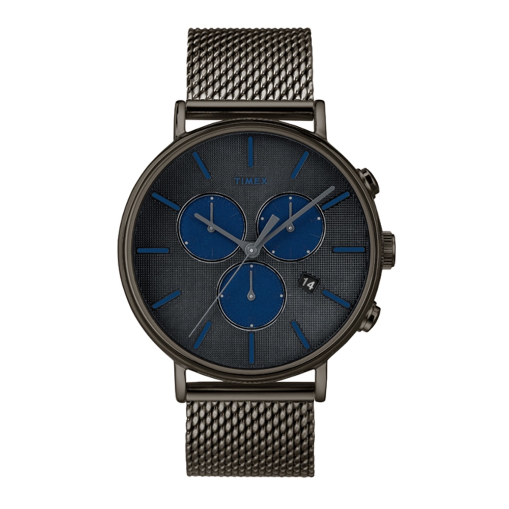 Timex TW2R98000 Fairfield นาฬิกาข้อมือผู้ชาย สายสแตนเลส สีดำ หน้าปัด 41 มม.