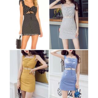 ◦ ◦ MINI DOT DRESS ◦ ◦
มินิเดรสสายเดี่ยว ลายจุด 
ผ้าดีมาก ยืดด้วย เข้าทรงสุด