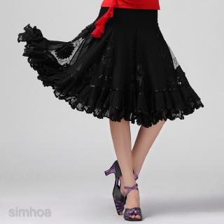 [SIMHOA] Women Ballroom Latin  Tango Dance Skirt Dress Practice Dancing Costume