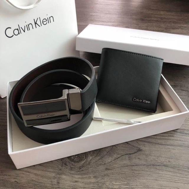 Calvin Klein Leather Belt & Wallet Set