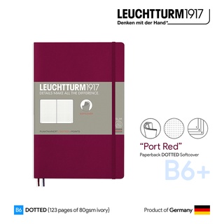 Leuchtturm1917 Paperback (B6+) "Port Red" Dotted Softcover Notebook - สมุดโน๊ต Leuchtturm B6+ ลายจุด ปกอ่อน สีพอร์ตเรด