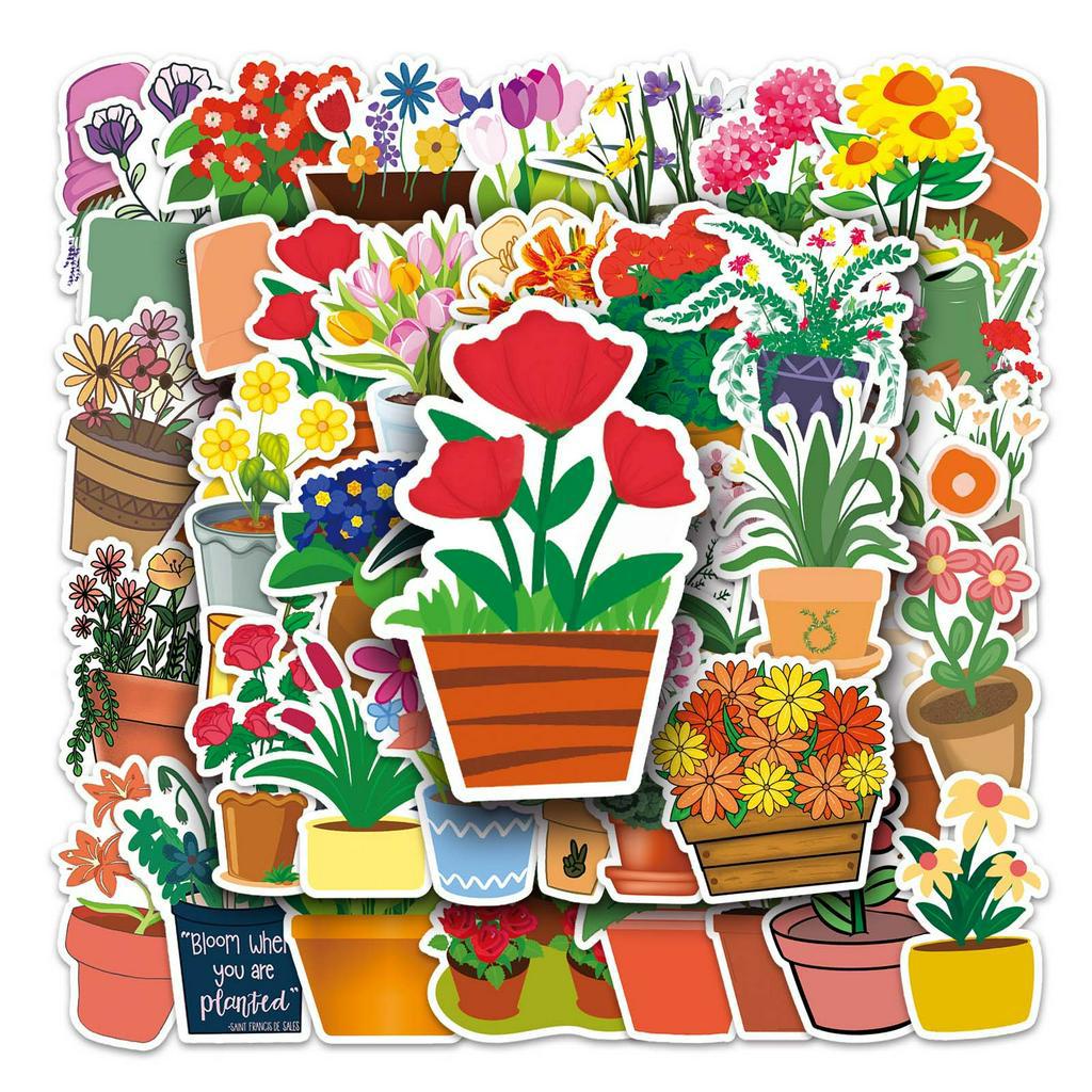 50 ชิ้นตลก Potting สติกเกอร์กันน้ํา DIY สําหรับโทรศัพท์แล็ปท็อปรถสติกเกอร์ Creative Home Decal