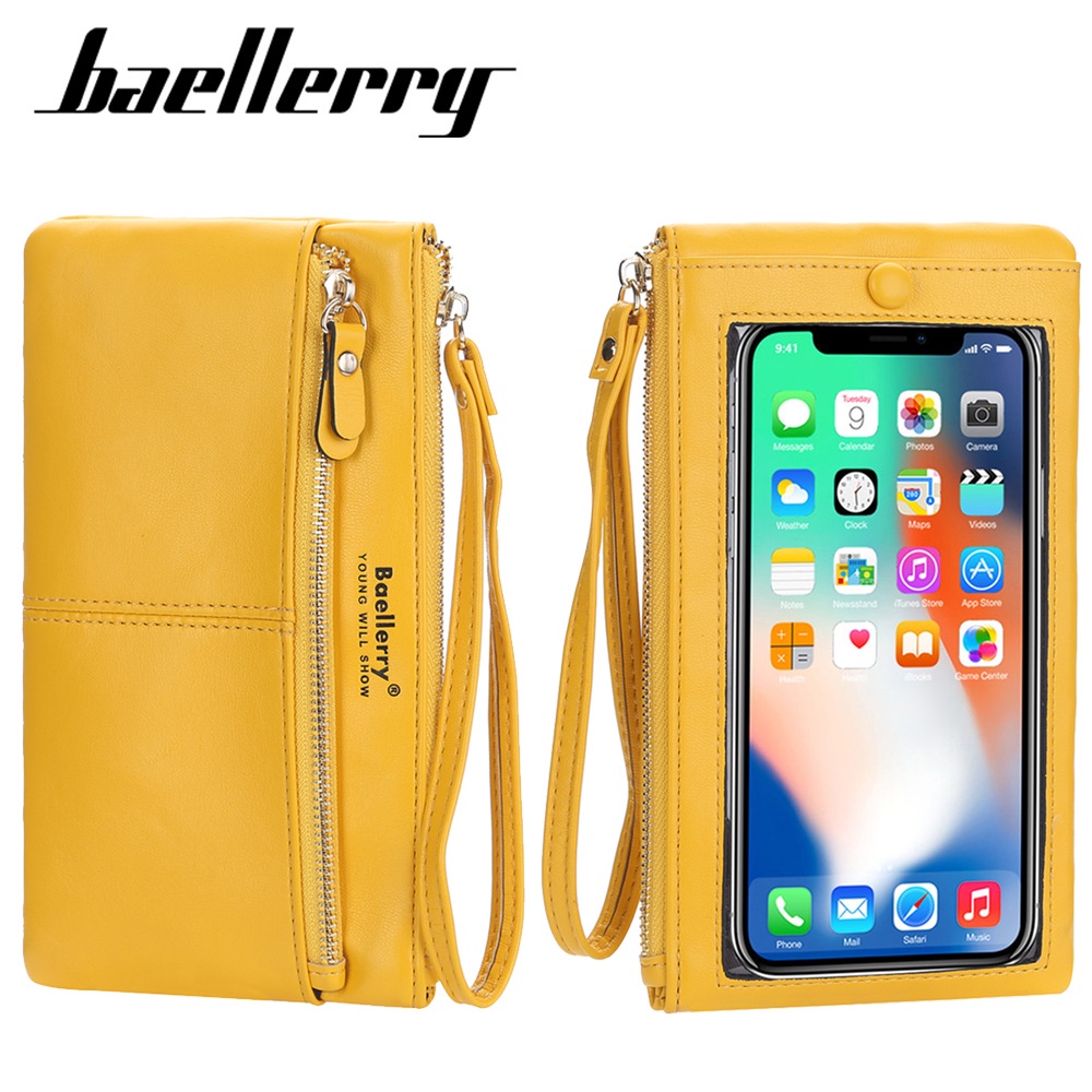 Baellerry กระเป๋าสตางค์ ใบยาว มีซิป หน้าจอสัมผัส สไตล์เกาหลี สําหรับผู้หญิง
